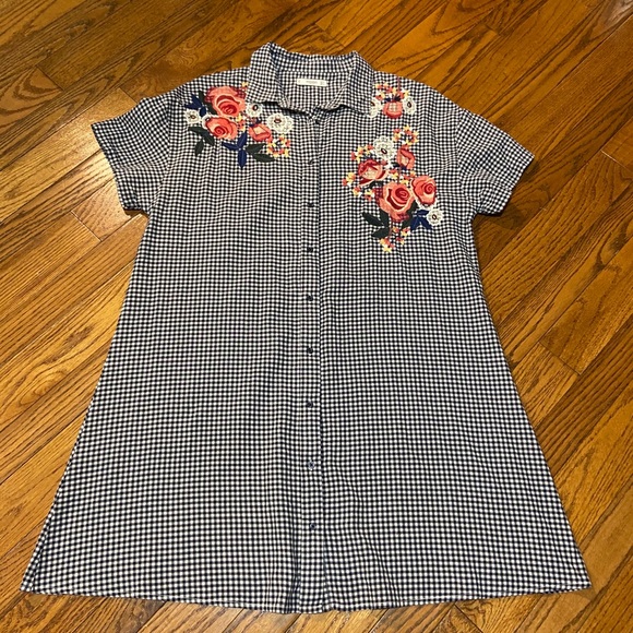 Mango Gingham Embroidered Dress Size M π π₯